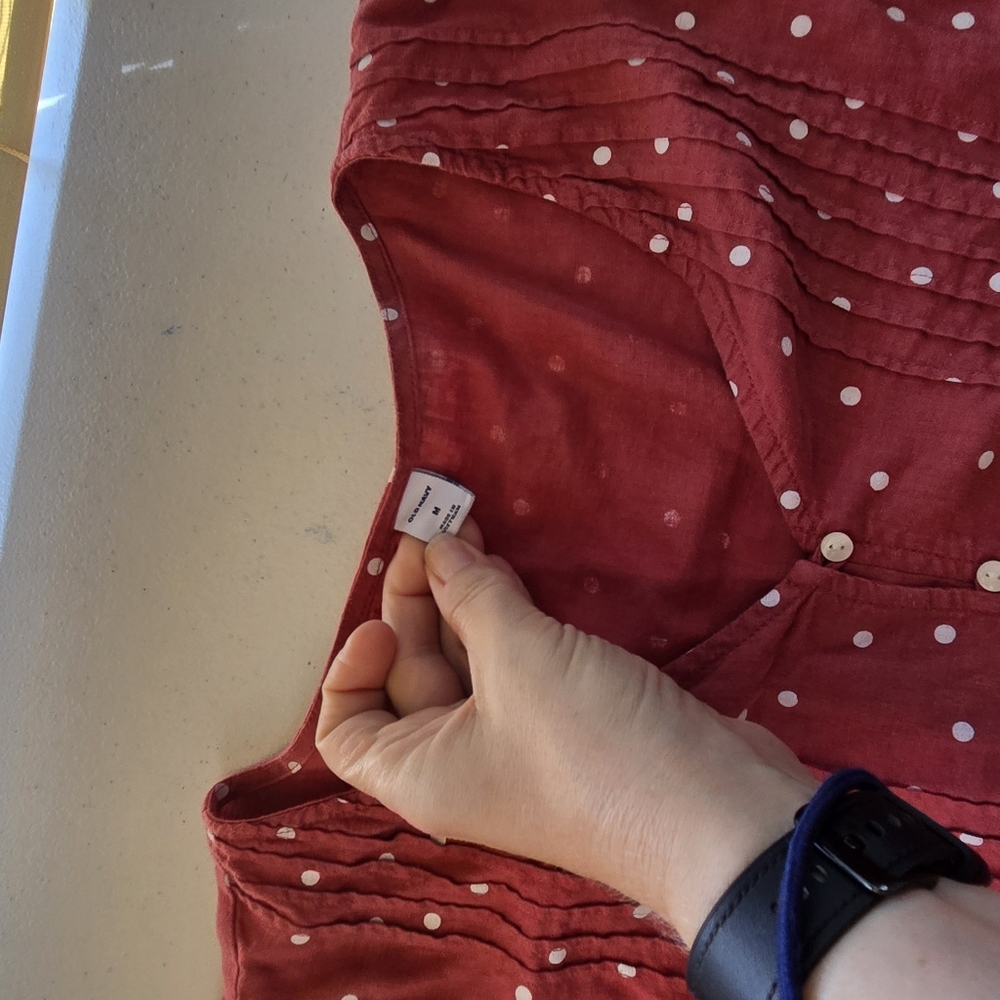 Old Navy Short Sleeve Polka Dot Top Pink Medium - Picture 5 of 5